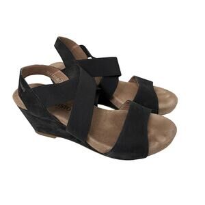 Mephisto Sandals Women's Size 8 Barbara Wedge Black Stretch Band 38 EU